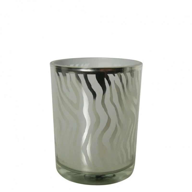 Teelichthalter Glas Silber abstrakt