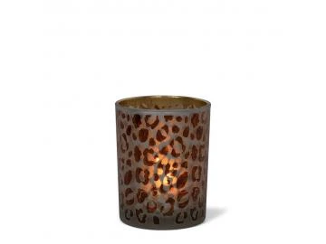Teelichthalter Glas Leopardenmuster